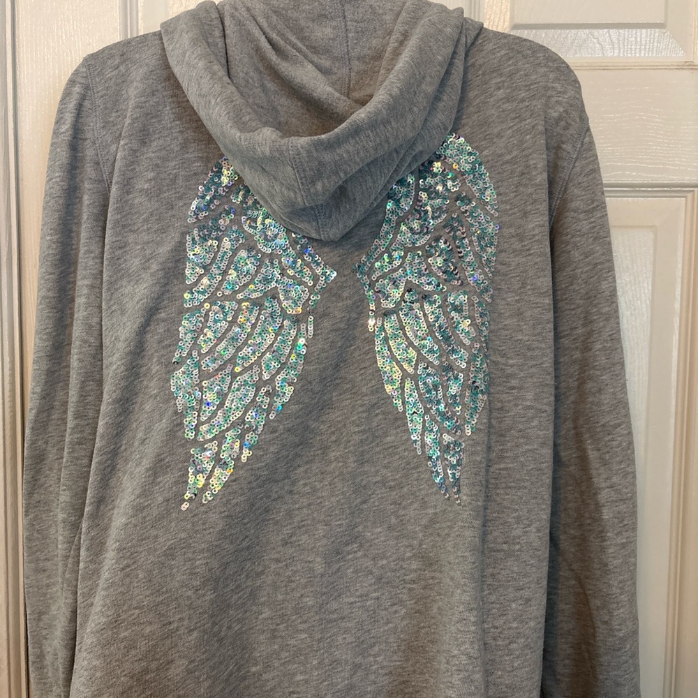 Victoria’s Secret Sequin Wings Hoodie Gray L